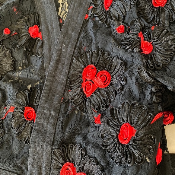 Vintage Black Red Raffia Bolero and Skirt Set - Picture 14 of 15